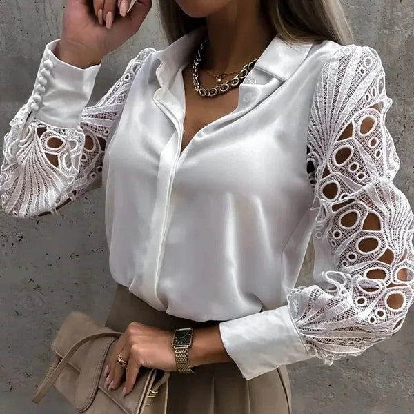 Elegant Lace Button-Up Blouse